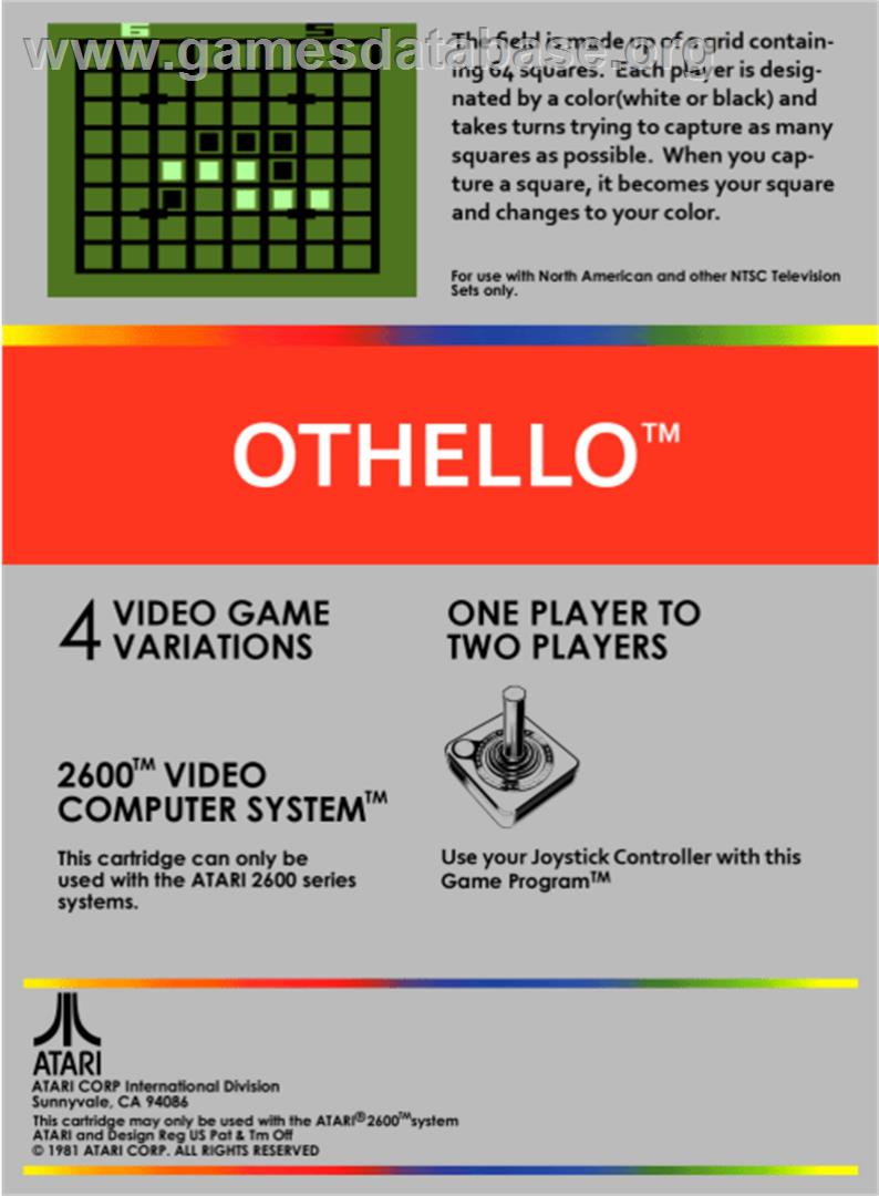 Othello - Atari 2600 - Artwork - Box Back