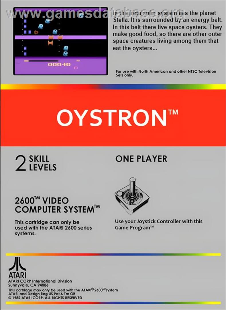 Oystron - Atari 2600 - Artwork - Box Back