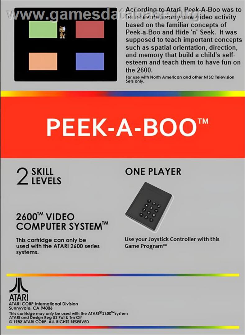Peek-a-boo - Atari 2600 - Artwork - Box Back