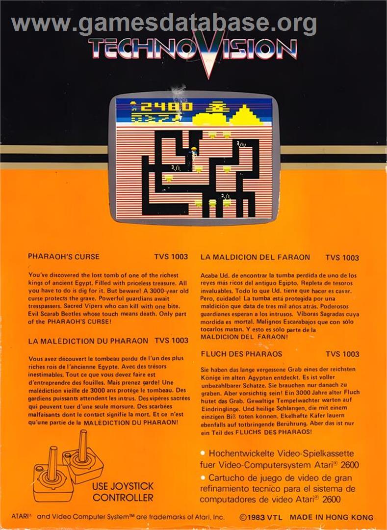 Pharaoh's Curse - Atari 2600 - Artwork - Box Back