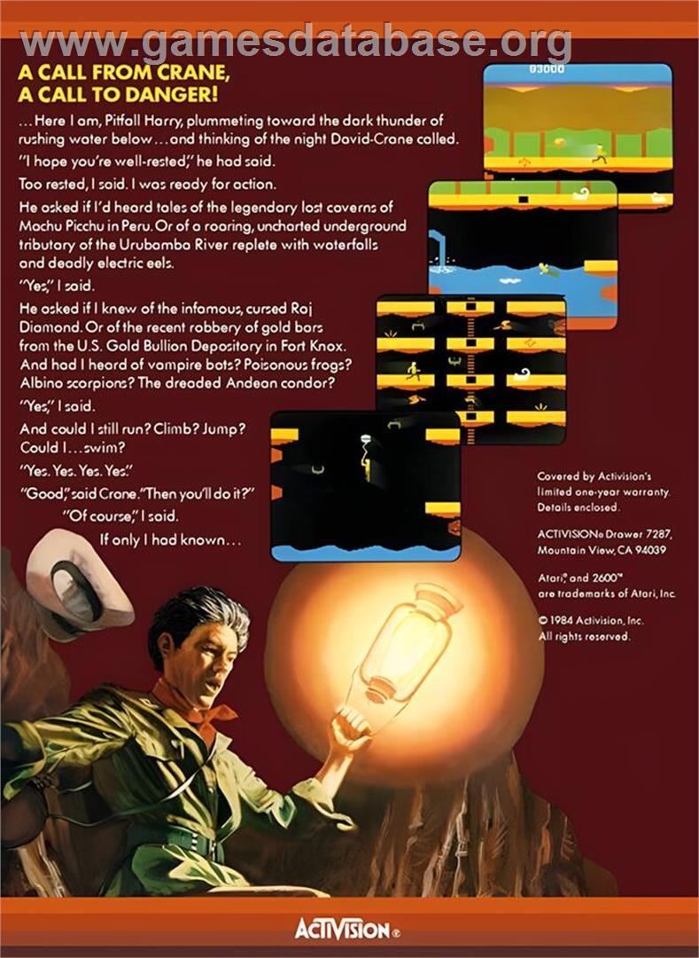 Pitfall 2 - Lost Caverns - Atari 2600 - Artwork - Box Back