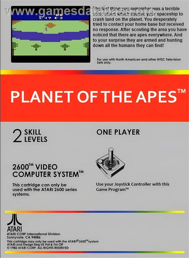Planet Of The Apes - Atari 2600 - Artwork - Box Back