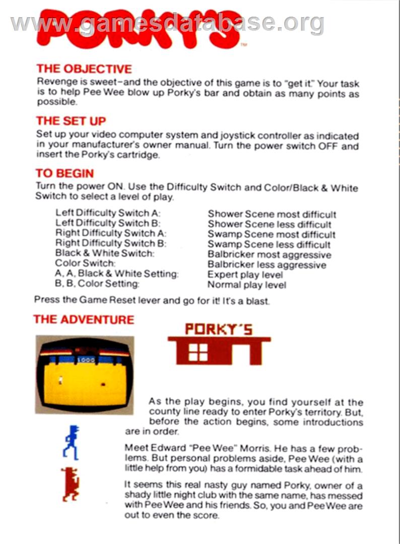 Porky's - Atari 2600 - Artwork - Box Back