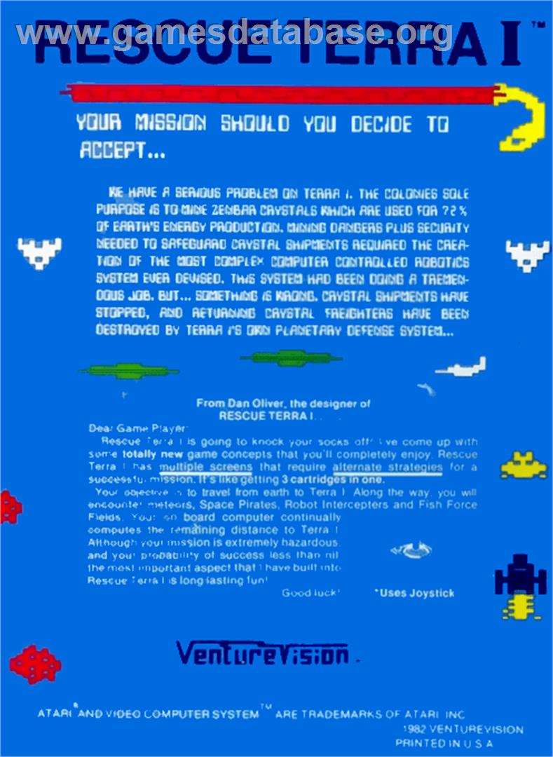 Rescue Terra I - Atari 2600 - Artwork - Box Back
