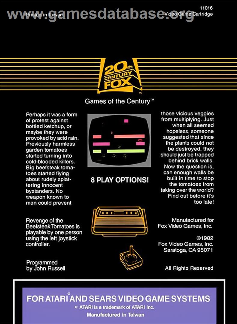 Revenge Of The Beefsteak Tomatoes - Atari 2600 - Artwork - Box Back