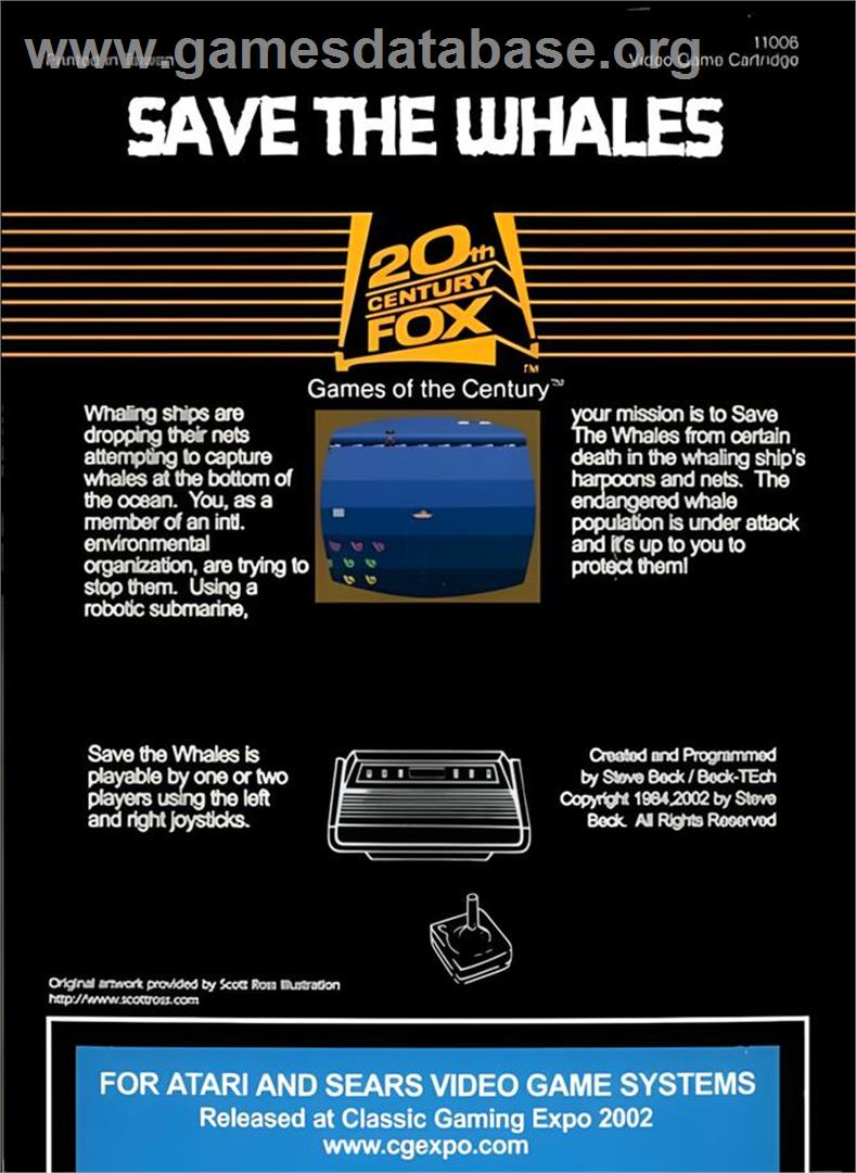 Save The Whales - Atari 2600 - Artwork - Box Back
