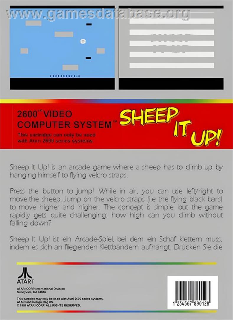 Sheep It Up! - Atari 2600 - Artwork - Box Back