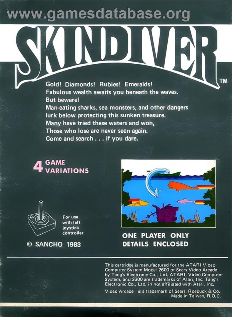 Skindiver - Atari 2600 - Artwork - Box Back