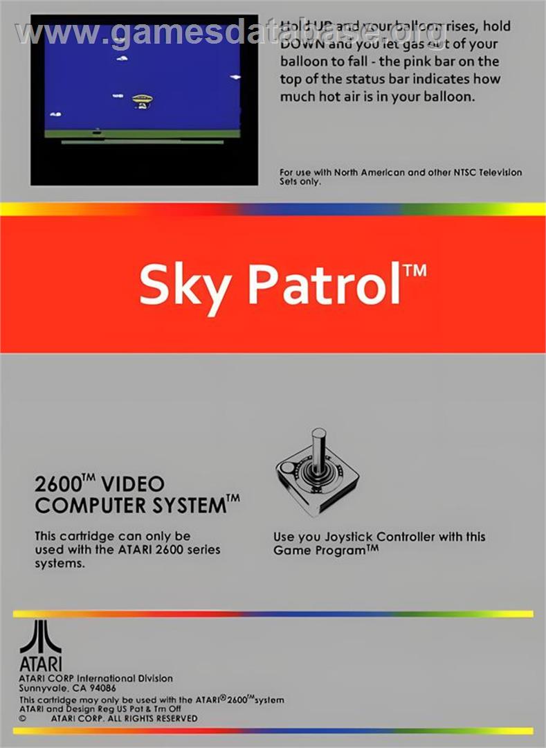 Sky Patrol - Atari 2600 - Artwork - Box Back