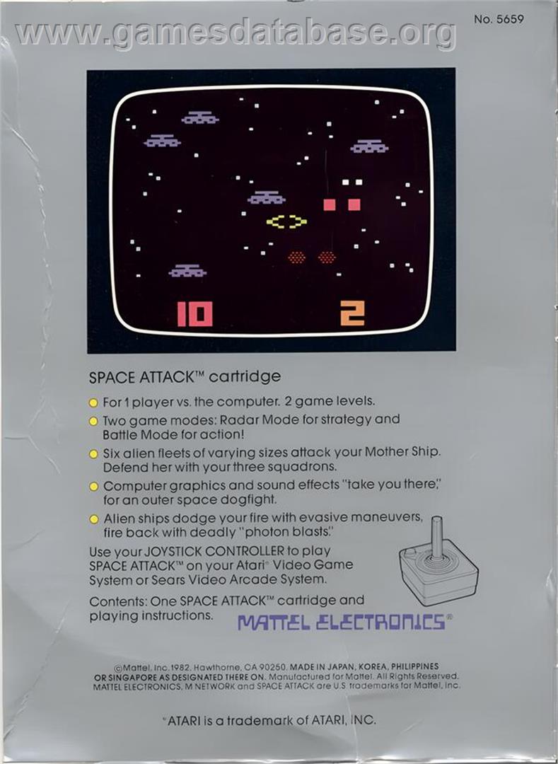 Space Attack - Atari 2600 - Artwork - Box Back