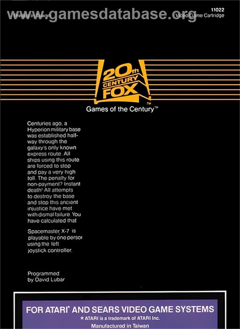 Spacemaster X-7 - Atari 2600 - Artwork - Box Back