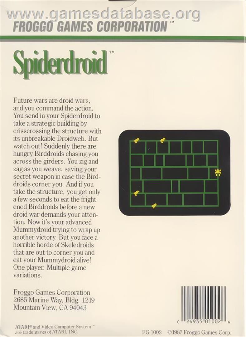 Spiderdroid - Atari 2600 - Artwork - Box Back