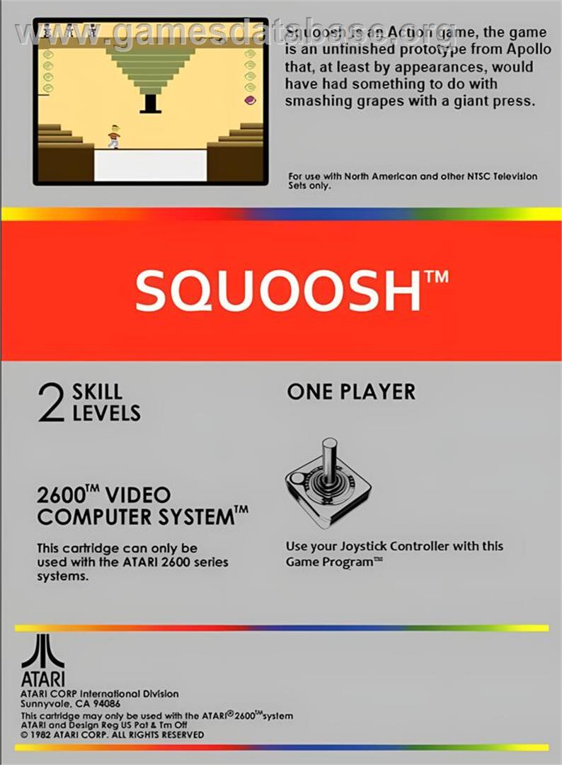 Squoosh - Atari 2600 - Artwork - Box Back