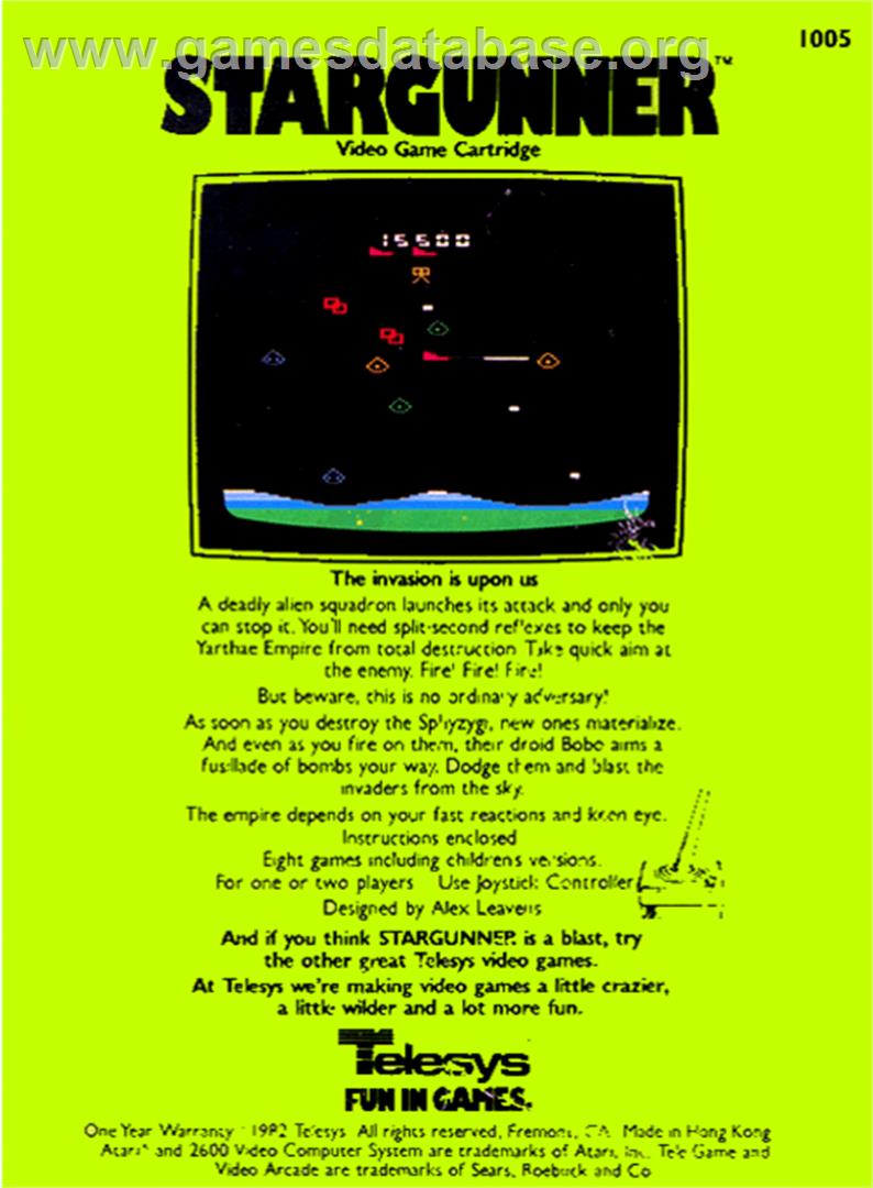 Stargunner - Atari 2600 - Artwork - Box Back