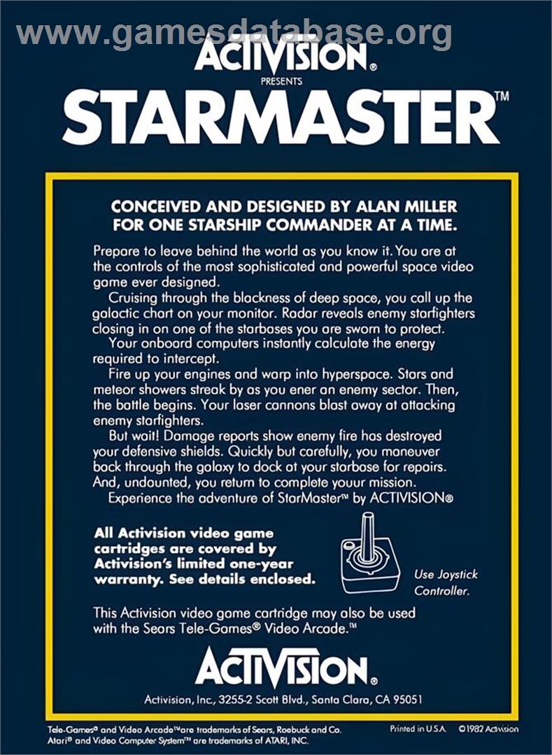 Starmaster - Atari 2600 - Artwork - Box Back