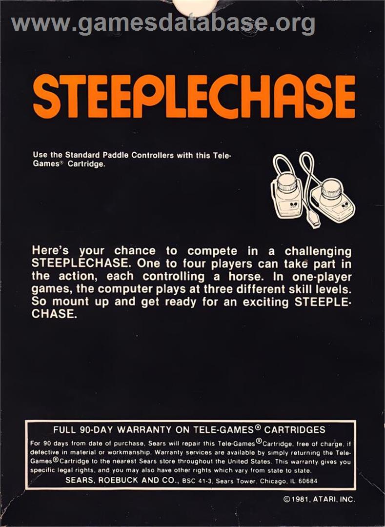 Steeplechase (sears) - Atari 2600 - Artwork - Box Back