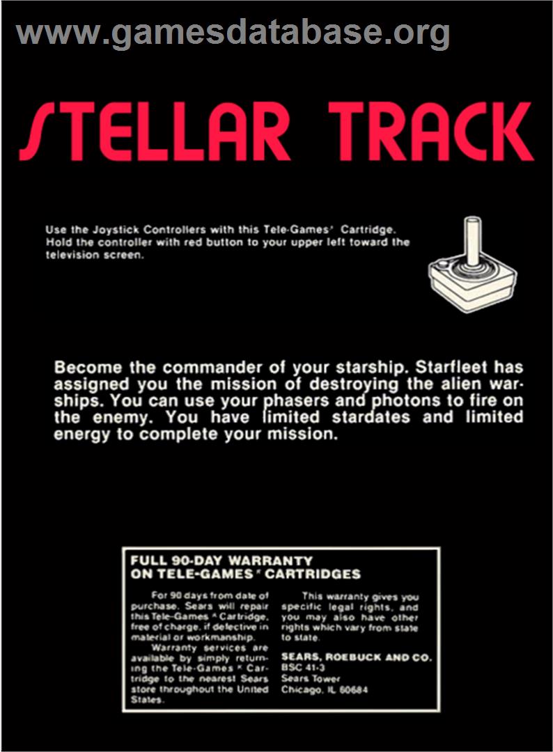 Stellar Track - Atari 2600 - Artwork - Box Back