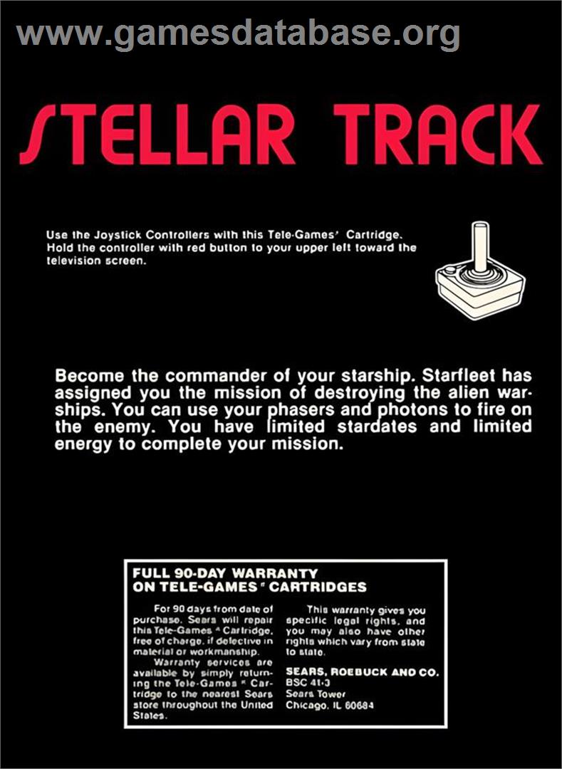 Stellar Track - Atari 2600 - Artwork - Box Back