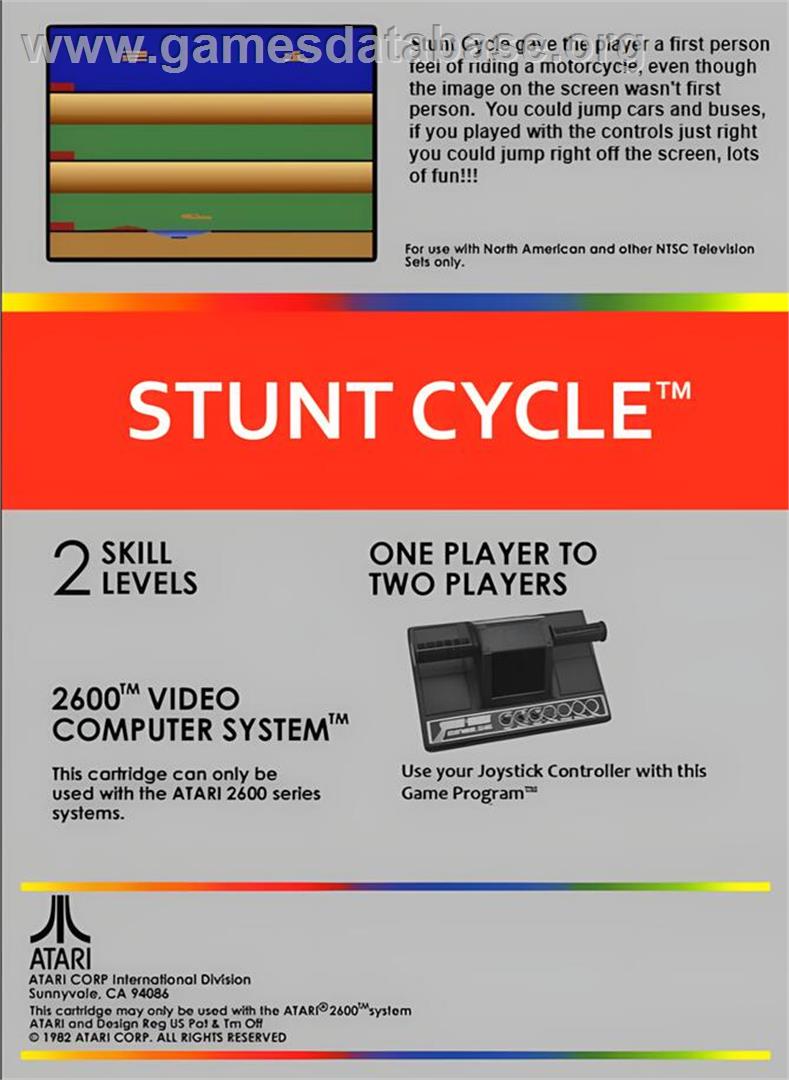 Stunt Cycle - Atari 2600 - Artwork - Box Back