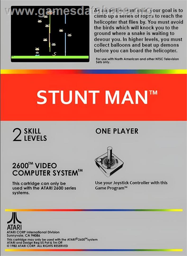 Stunt Man - Atari 2600 - Artwork - Box Back