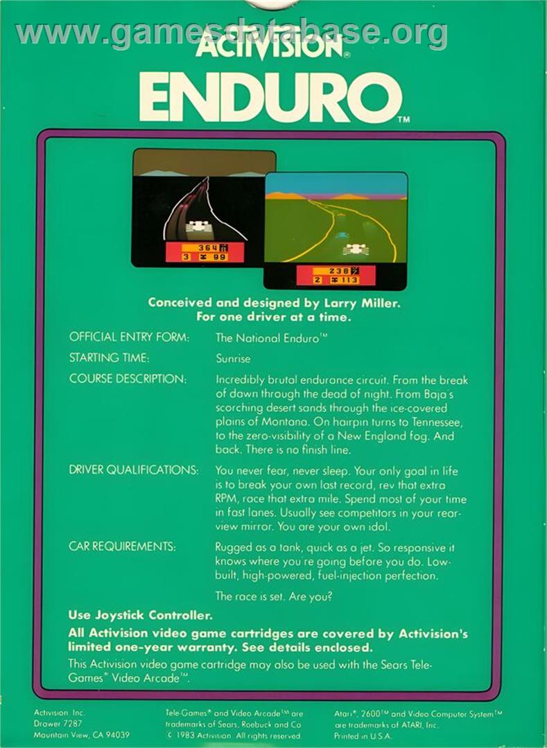 Super Ferrari - Atari 2600 - Artwork - Box Back