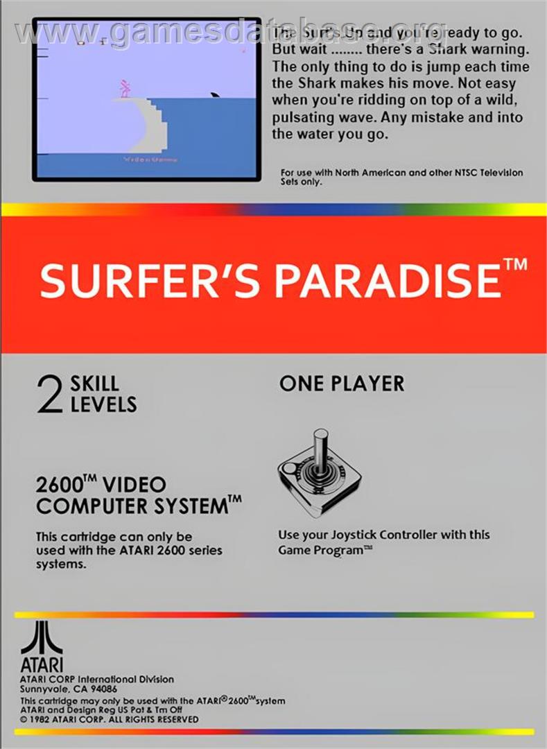 Surfer's Paradise - But Danger Below! - Atari 2600 - Artwork - Box Back