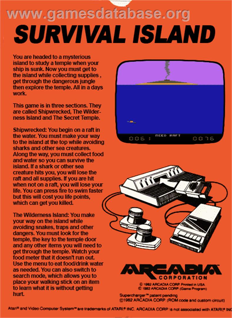 Survival Island - Atari 2600 - Artwork - Box Back