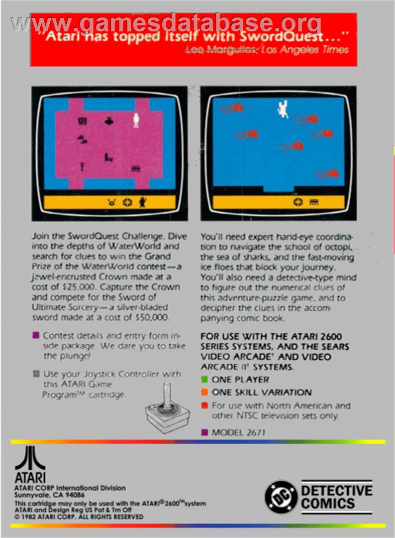 SwordQuest: WaterWorld - Atari 2600 - Artwork - Box Back