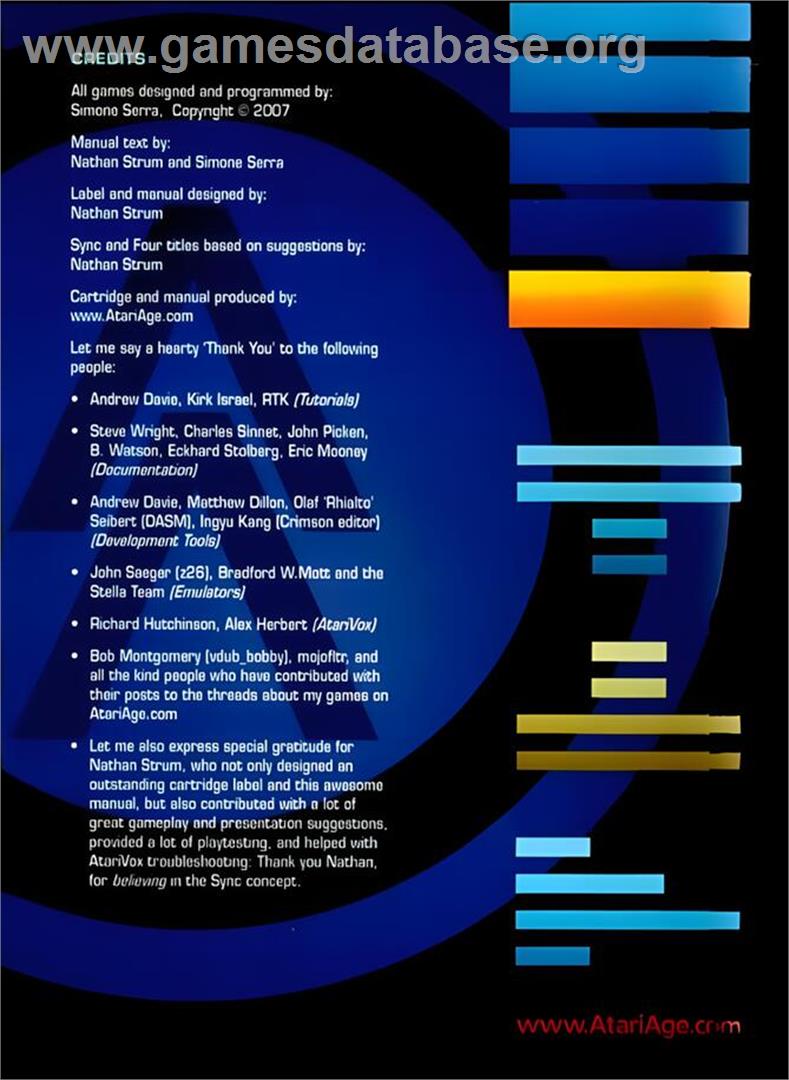 Sync - Atari 2600 - Artwork - Box Back