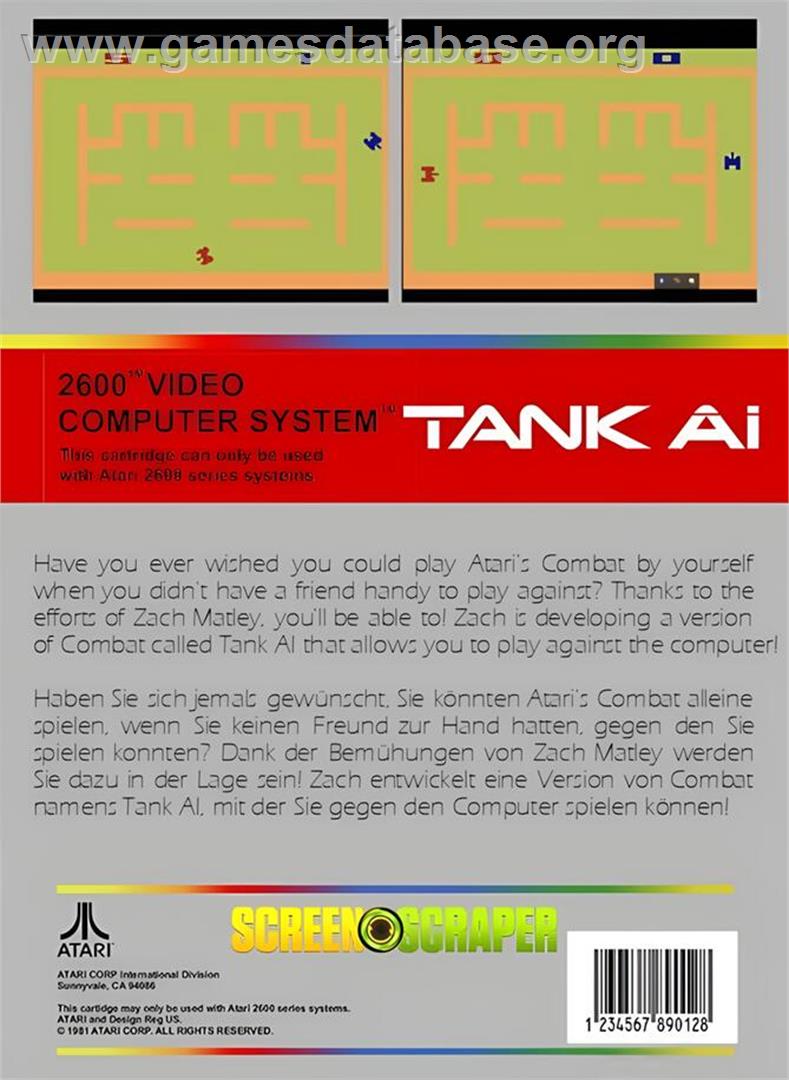 Tank AI - Atari 2600 - Artwork - Box Back