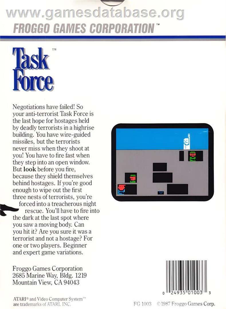 Task Force - Atari 2600 - Artwork - Box Back