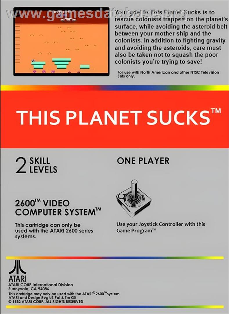 This Planet Sucks! - Atari 2600 - Artwork - Box Back
