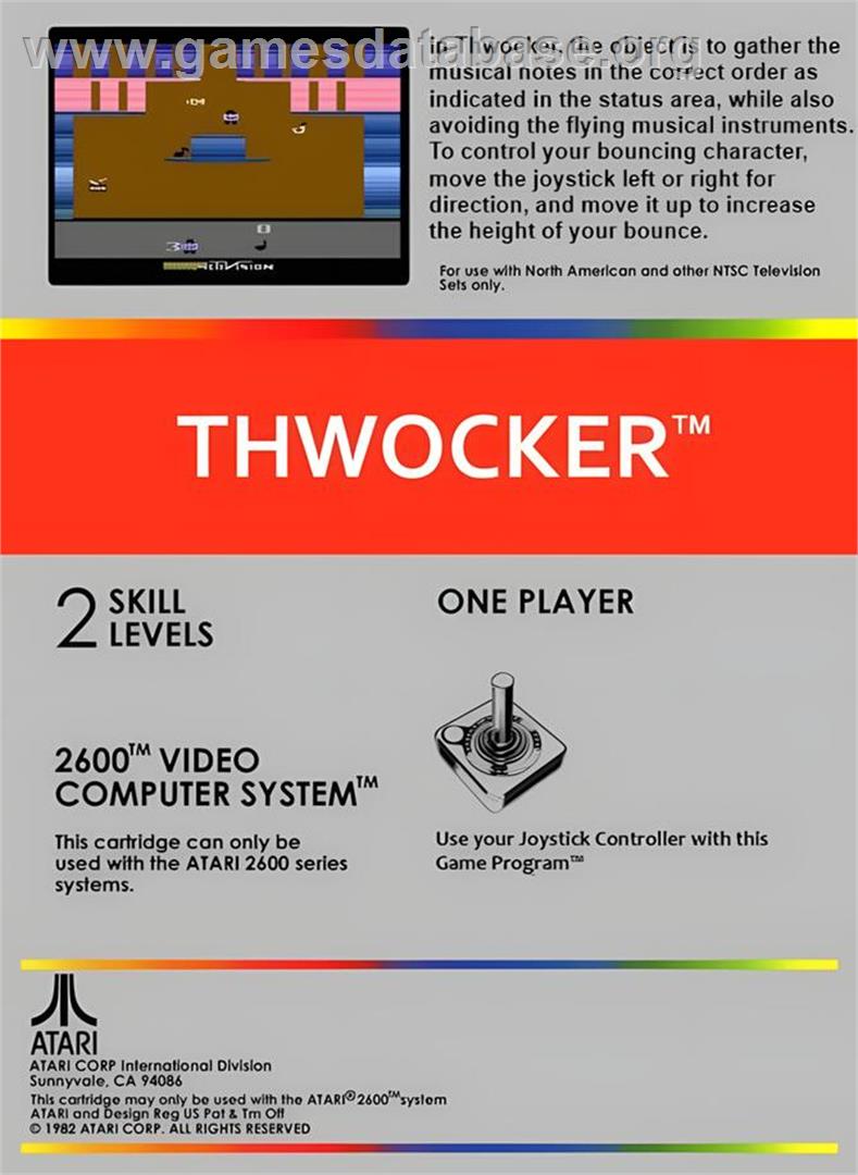 Thwocker - Atari 2600 - Artwork - Box Back