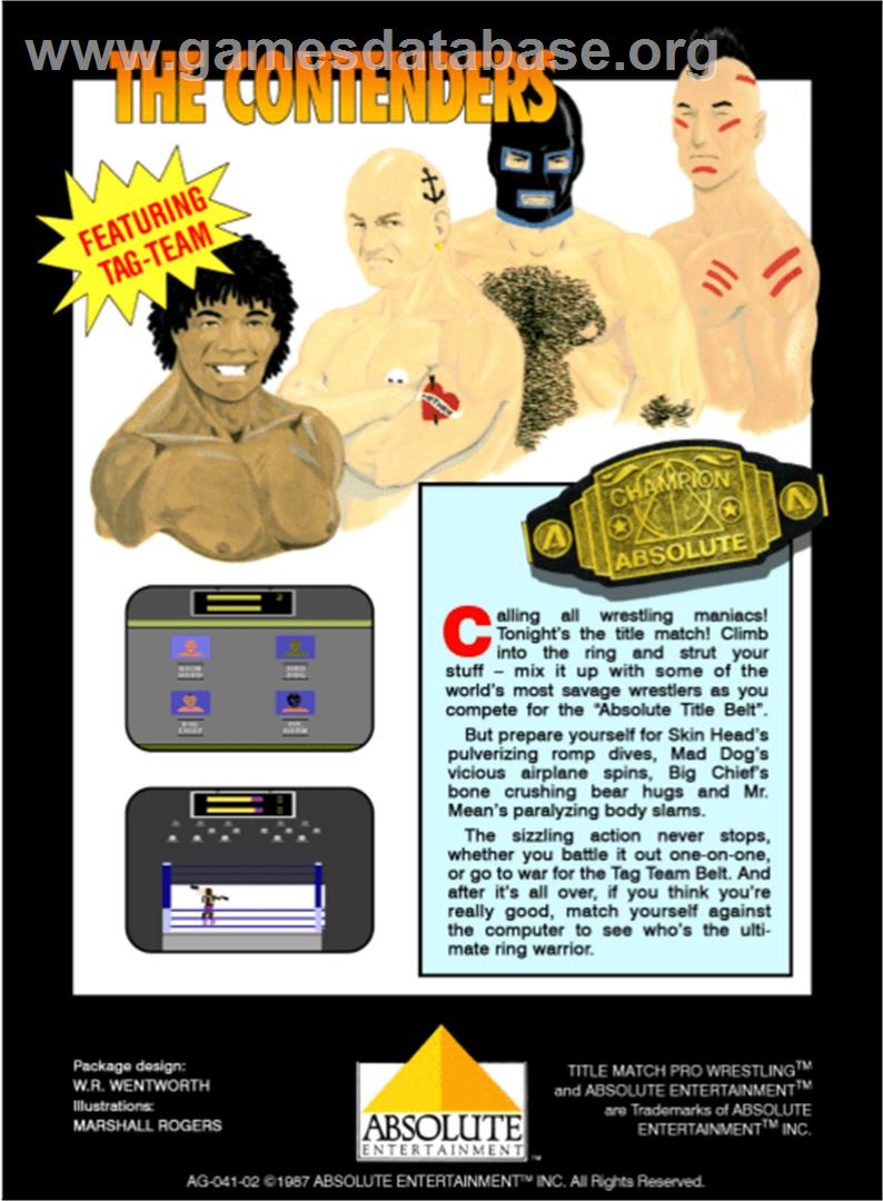Title Match Pro Wrestling - Atari 2600 - Artwork - Box Back