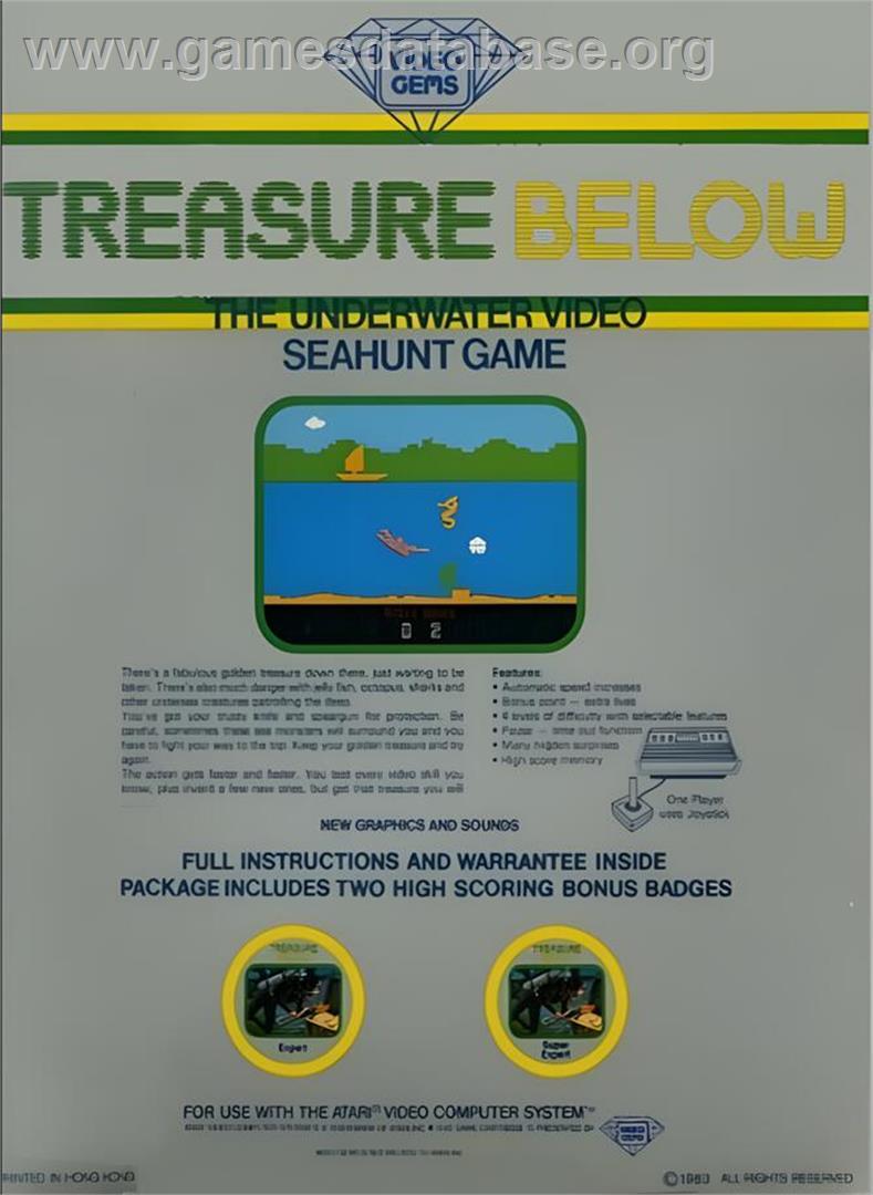 Treasure Below - Atari 2600 - Artwork - Box Back