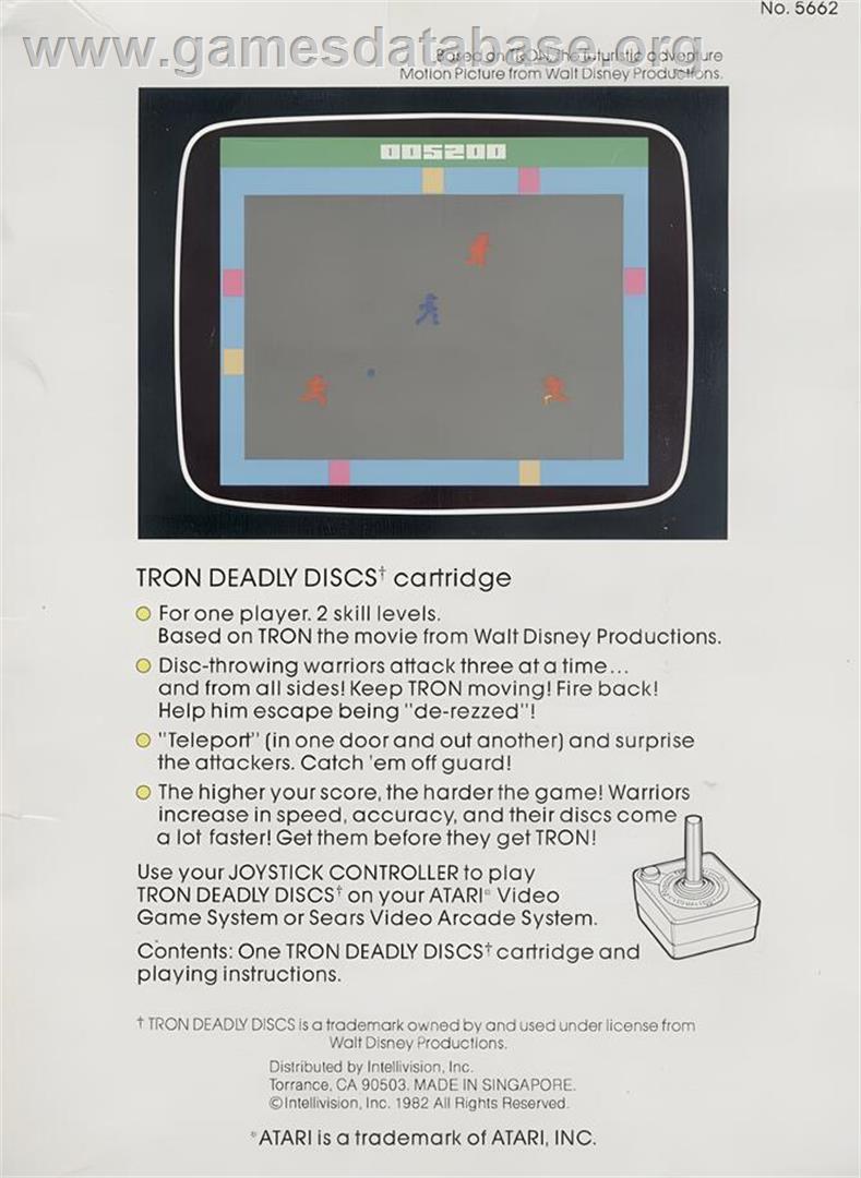 Tron - Deadly Discs - Atari 2600 - Artwork - Box Back