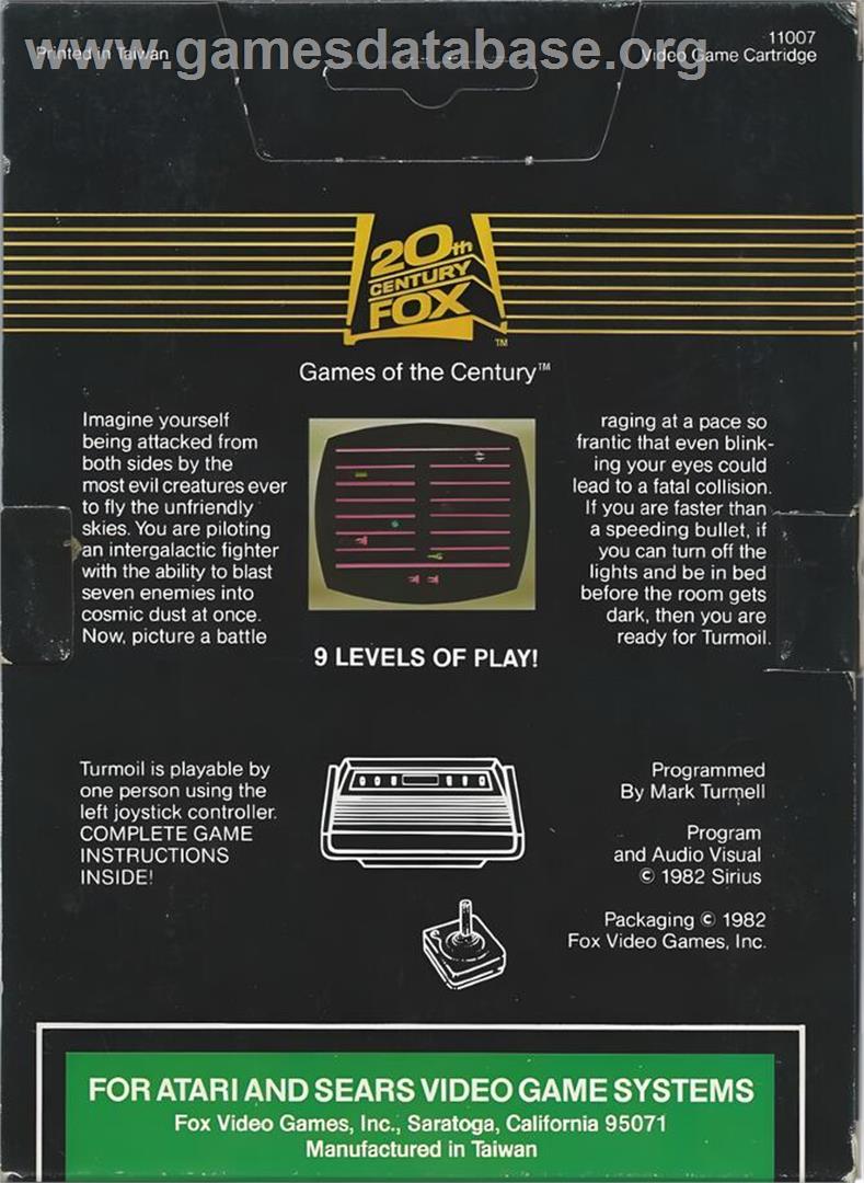 Turmoil - Atari 2600 - Artwork - Box Back