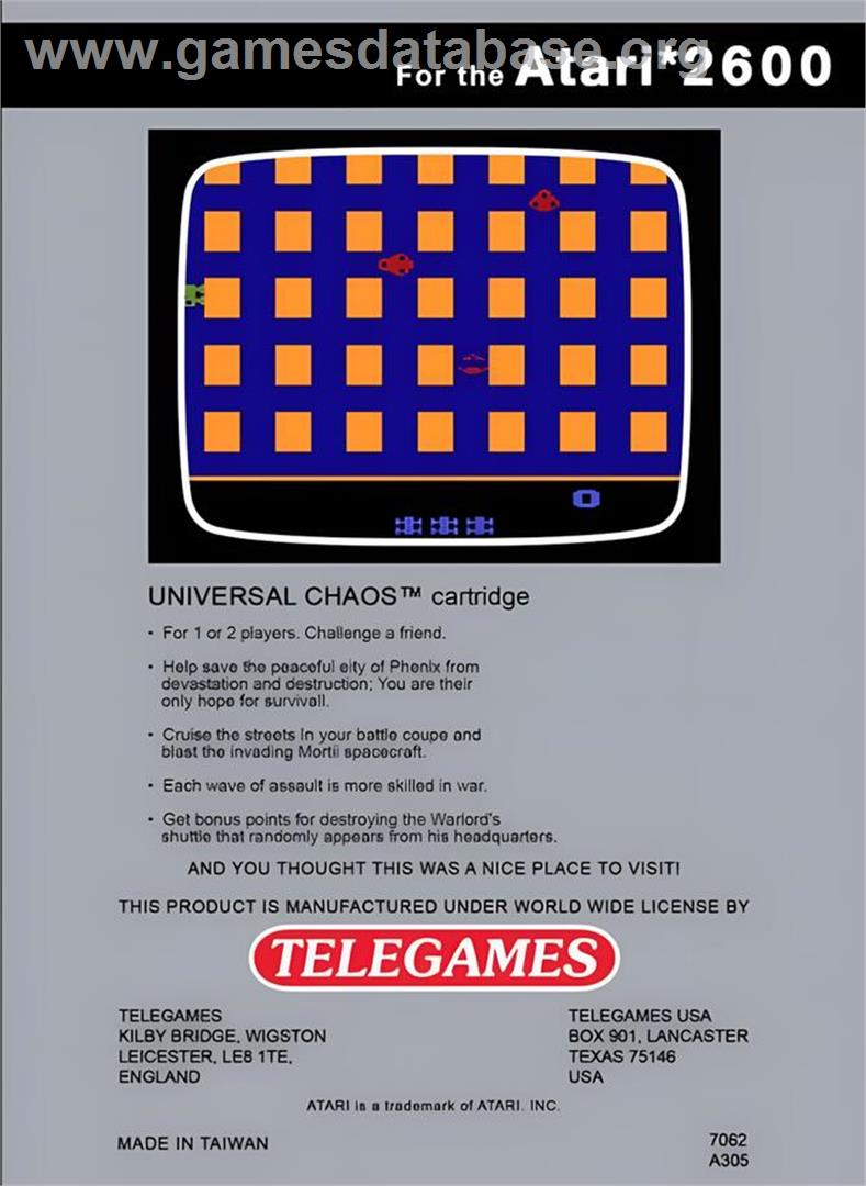 Universal Chaos - Atari 2600 - Artwork - Box Back