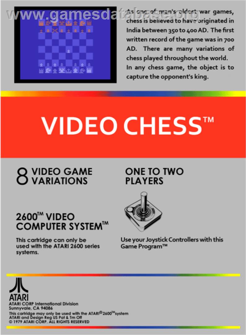 Video Chess - Atari 2600 - Artwork - Box Back