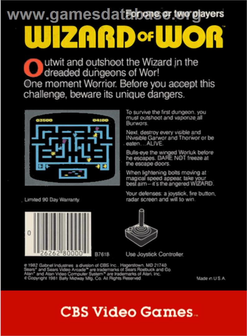 Wizard of Wor - Atari 2600 - Artwork - Box Back