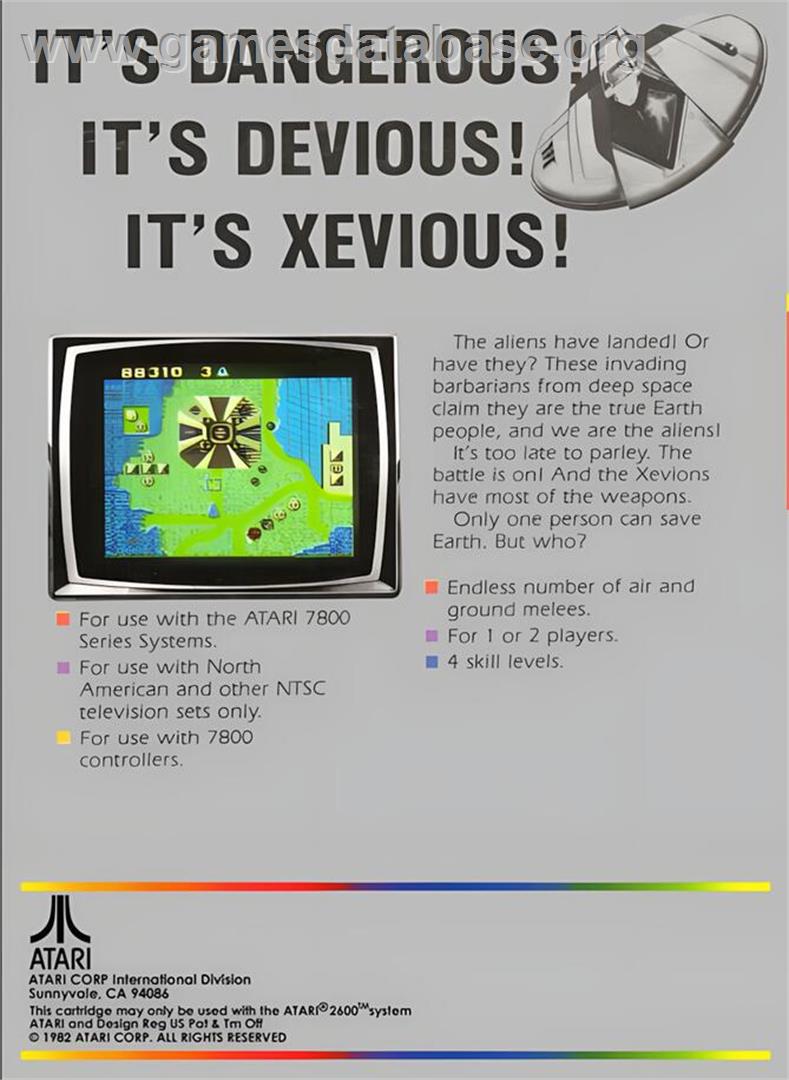 Xevious - Atari 2600 - Artwork - Box Back
