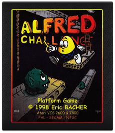Cartridge artwork for Alfred Challenge on the Atari 2600.