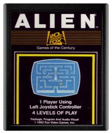 Cartridge artwork for Alien on the Atari 2600.
