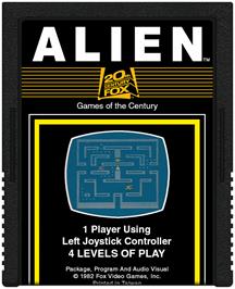 Cartridge artwork for Alien on the Atari 2600.