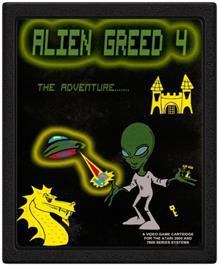 Cartridge artwork for Alien Greed 4 - Adventure on the Atari 2600.