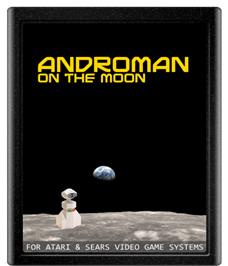 Cartridge artwork for Androman On The Moon on the Atari 2600.