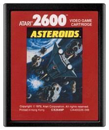 Cartridge artwork for Asteroids on the Atari 2600.