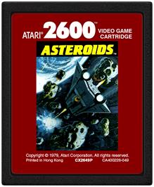 Cartridge artwork for Asteroids on the Atari 2600.