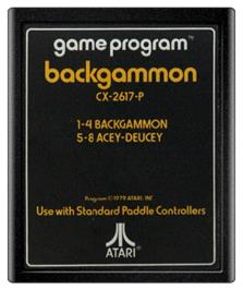 Cartridge artwork for Backgammon on the Atari 2600.