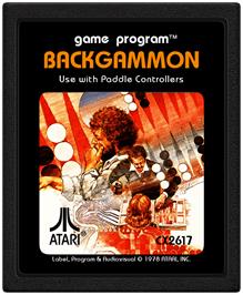 Cartridge artwork for Backgammon on the Atari 2600.